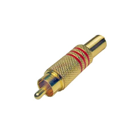 Conector Rca Macho Metal Dorado Rojo Dlplus