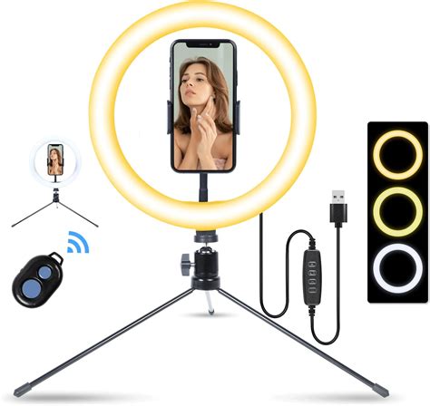 Agm 10inch Led Ring Light With Tripod Stand And Phone Holder 3 Light