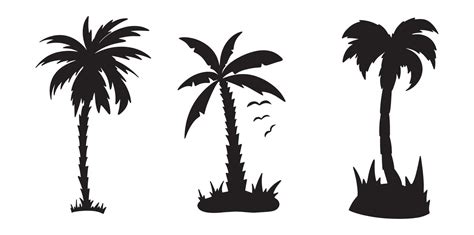 Vector Graphics Set Of Different Shapes Silhouette Palm Trees Black