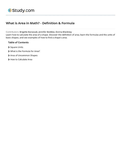 What Is Area in Math - Definition & Formula - Video & Lesson Transcript ...