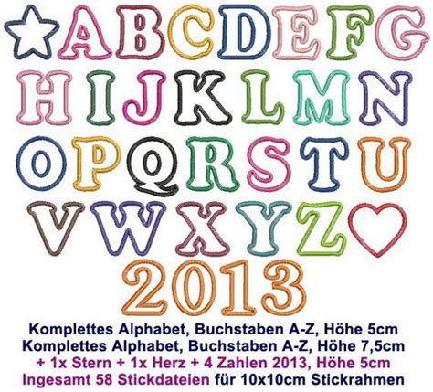 Stickdateien Abc Applikationen Buchstaben Jan Alphabet Schriften Appli