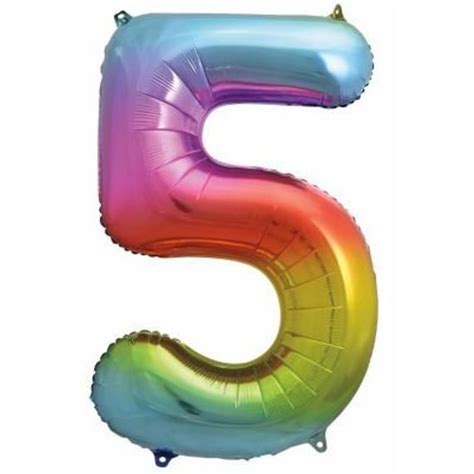 Number 5 Foil Balloon 34 Giant 34 Rainbow Number Etsy Number