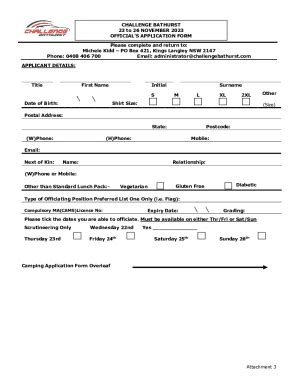 Fillable Online Cb Officials Application Form Cb Officials Application