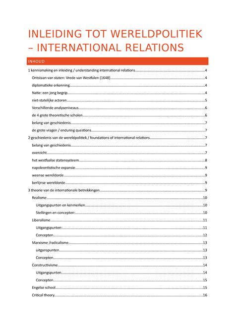 Inleiding Tot Wereldpolitiek Lesnotities INLEIDING TOT WERELDPOLITIEK