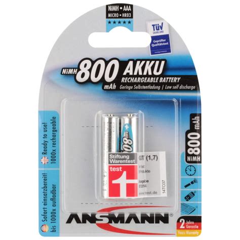 2x Piles Rechargeables Ansmann Nimh Micro Aaa 800mah