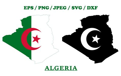 Algeria National Flag Map Design Graphic by terrabismail · Creative Fabrica