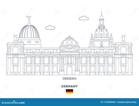 Dresden City Skyline, Germany Vector Illustration | CartoonDealer.com ...