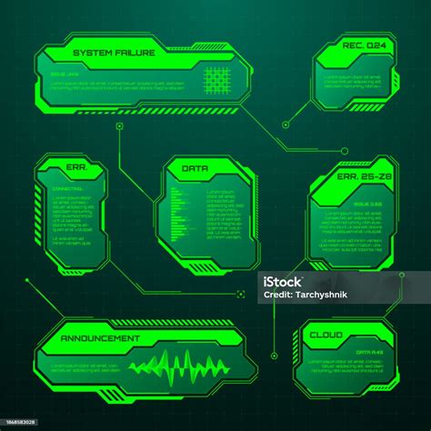 Hud Futuristik Hijau Elemen Ui Kotak Teks Antarmuka Pengguna Scifi