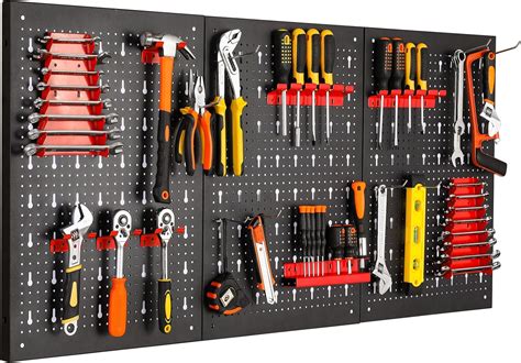 LIFERUN Porte Outils Mural Mur à Outils en Métal Panneau Rangement