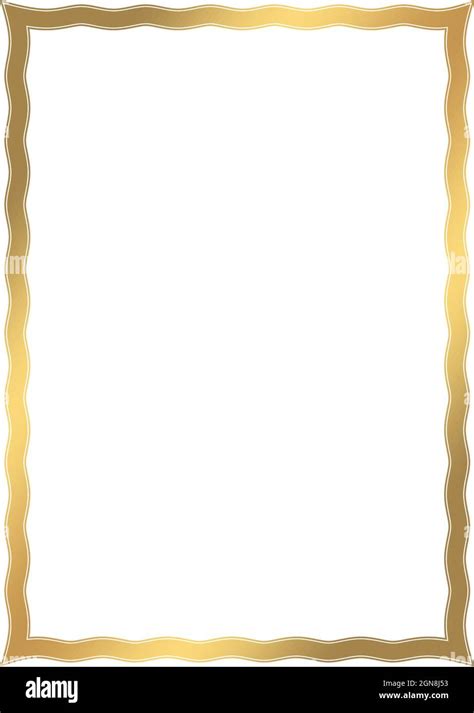 Waved gold frame ornament on isolated white background. Antique border ...