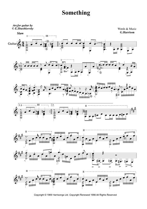 Something Arr Evgeny Shushkovsky By The Beatles Sheet Music For Solo Guitar At Sheet Music Direct