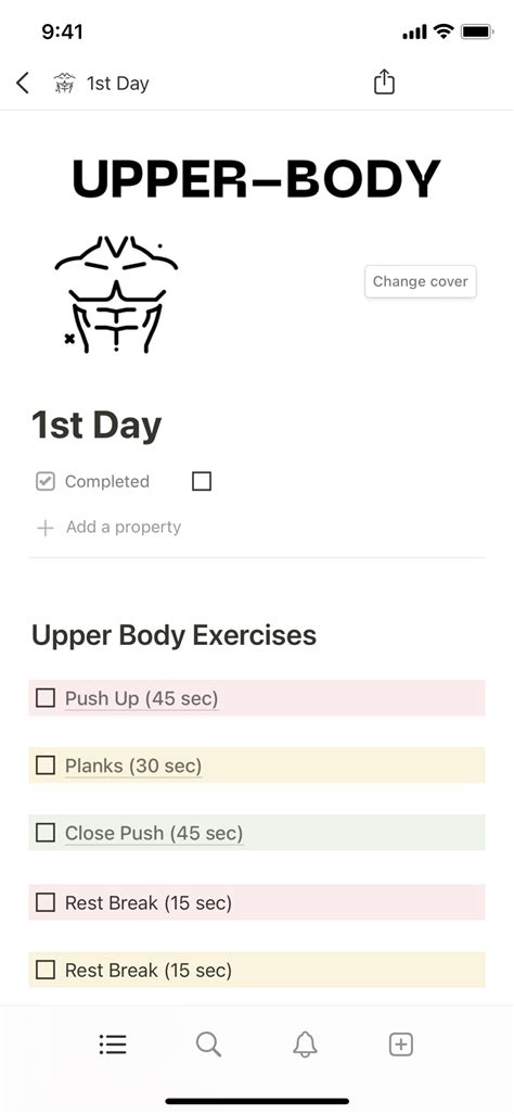 Workout Template Notion