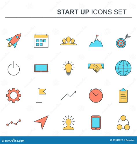 Startup And Business Line Icons Set Vector Design Stock Vector