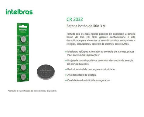 Bateria litio cr2032 3v intelbras Cl informática Bateria Magazine