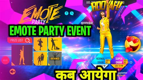 Emote Party Event Kab Aayega Emote Party Event Return 2022 Free