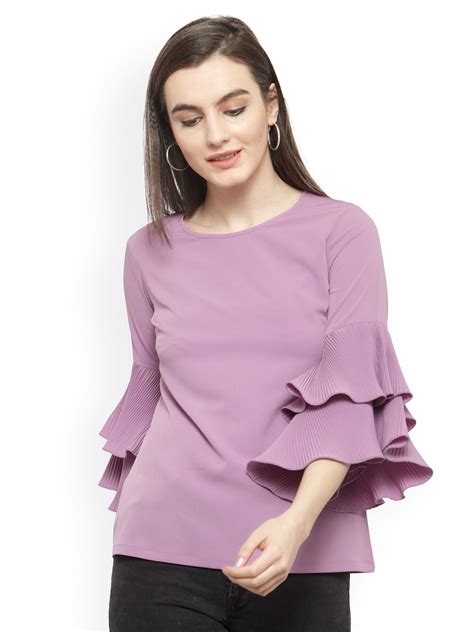 Buy Pluss Women Mauve Solid A Line Top Tops For Women 2468621