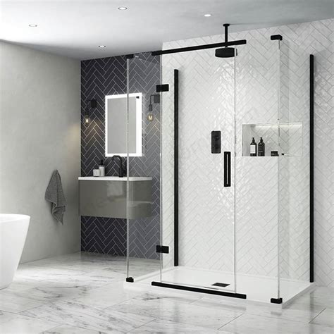 Aquadart 1200mm Black Inline Shower Door Best Prices