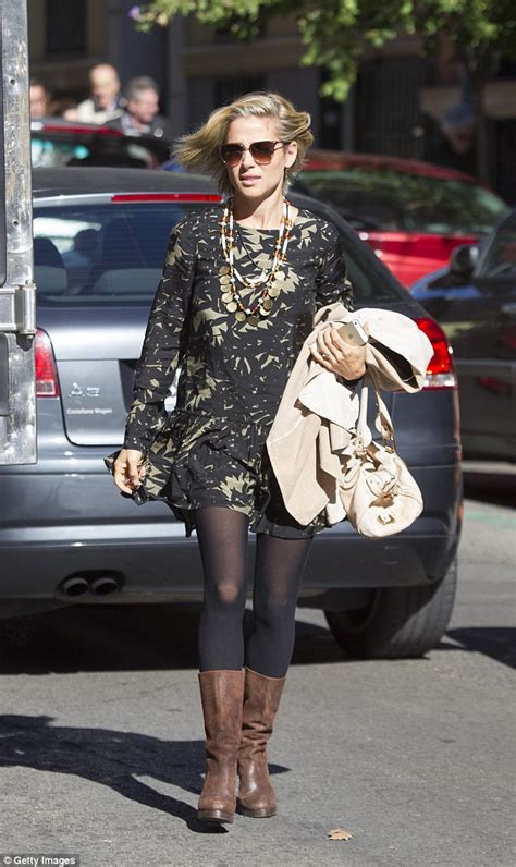 Elsa Pataky Steps Out In Jungle Print Mini Dress And Suede Boots During