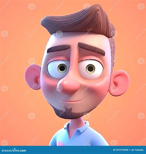 Surprised Man With Big Eyes D Render Cartoon Character Stock