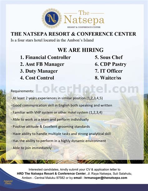 The Natsepa Resort & Conference Center Ambon - Loker Hotel Lowongan ...