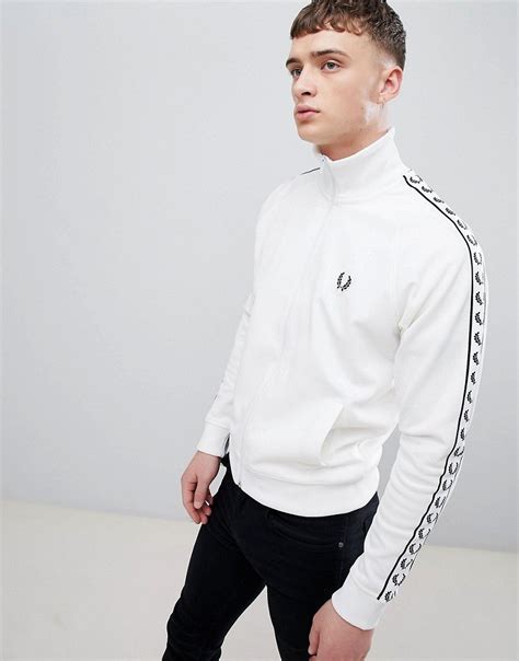 Fred Perry Sports Authentic Taped Track Jacket In White White Modesens