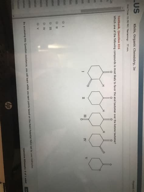 Solved LUS Klein Organic Chemistry 3e Organic End Time Chegg