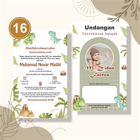 Jual Undangan Aqiqah 1 Lembar Bolak Balik Proses Cepat Tanpa PO FREE