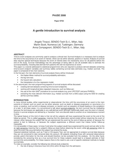 A gentle introduction to survival analysis | PDF