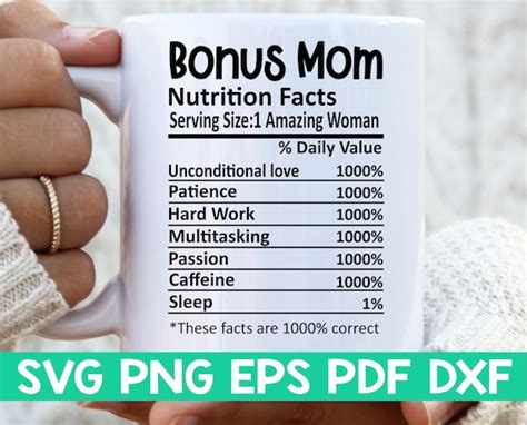 Bonus Mom Nutrition Facts Svgbonus Mom Nutritional Facts Etsy