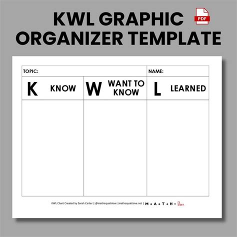 Kwl Chart Printable Free Pdf Graphic Organizer Template