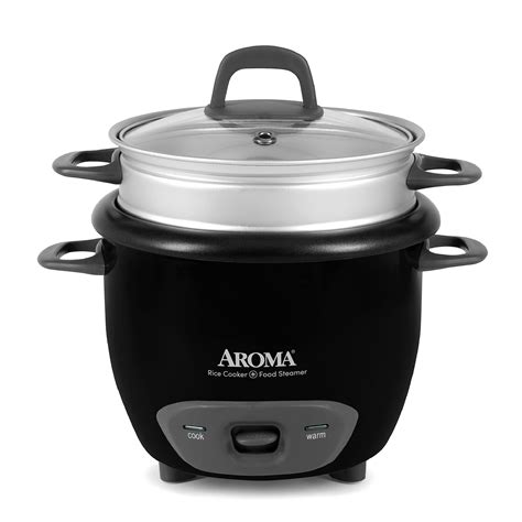 Aroma Housewares 6 Cup Cooked Pot Style Rice Cooker And Food Steamer Black Arc 743 1ngb For