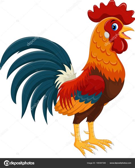 Dibujos Animados Gallo Feliz Aislado Sobre Fondo Blanco Vector Gr Fico