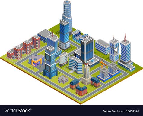 Isometric city Royalty Free Vector Image - VectorStock