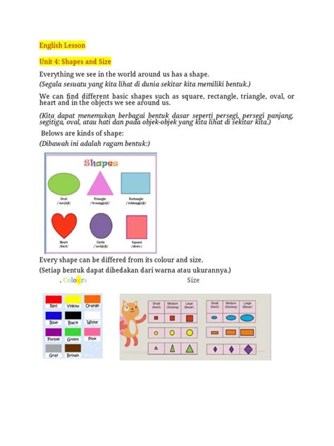 materi kelas  shape  size