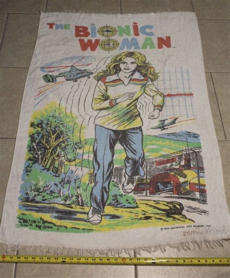 RARE Bionic Woman 1976 VTG Beach Towel Jaime Sommers Lindsay Wagner TV