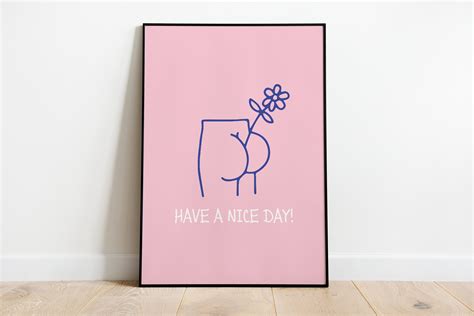 Bathroom Funny Booty Wall Art Printable Pink Poster Humoristic Restroom Wall Decor Funny Boot