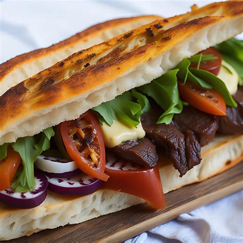 S Ndwich De Carne A La Parrilla En Ciabatta Cubierto Con Verduras