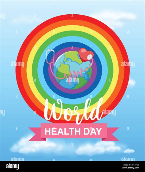 Poster Design For World Health Day With Rainbow In Background