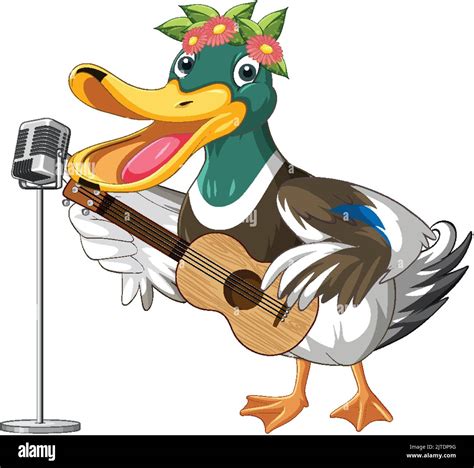 Cartoon Duck Playing Guitar Illustration Stock Vector Image Art Alamy