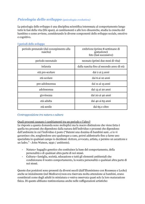 Appunti Psi Sviluppo I Psicologia Dello Sviluppo Psicologia