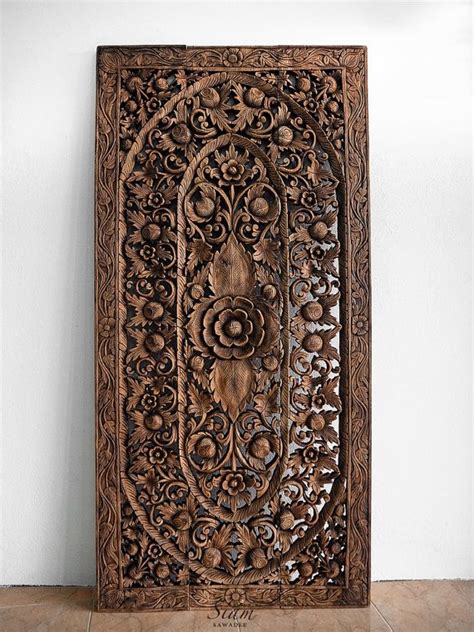 Balinese Bed Headboard Teak Carved Wood Wall Art Hanging Decorative