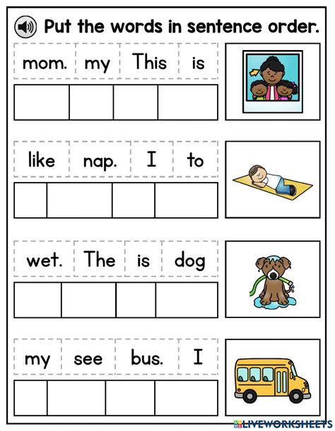 Sentence Order Worksheets