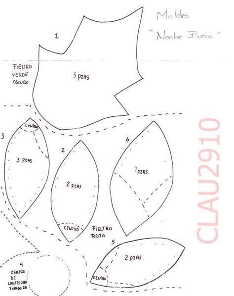 Molde Para Hacer Una Flor De Noche Buena Con Fieltro Flor De Noche