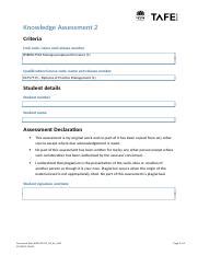 Bsbmgt Assessment Docx Knowledge Assessment Criteria Unit Code