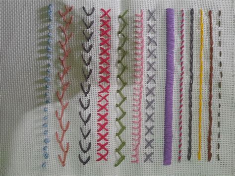 A Close Up Of Many Different Types Of Stitchs