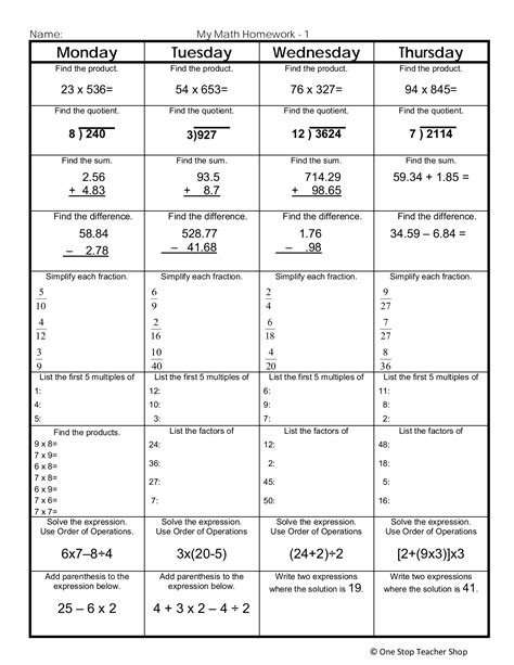 One Stop Teacher Shop Weekly Math Review Answer Key Bmp Get