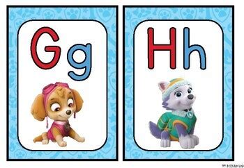 Alphabet Flashcards COLOR VERSION - PAW PATROL Theme by Ingenium Lab STORE