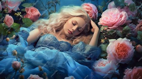 Premium Photo Fantasy Woman Sleeping Beauty Sleep On The Bed Mystical