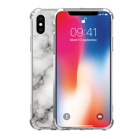 Coque iPhone X Xs anti choc souple angles renforcés transparente Marbre