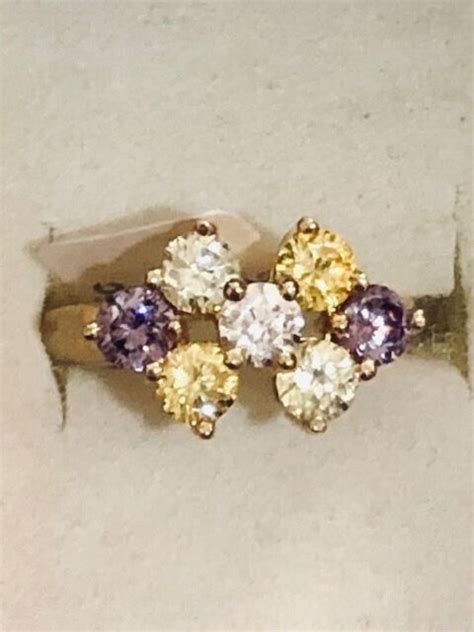 Gold Plated Multi Colored Cubic Zirconia Ring Size Ebay